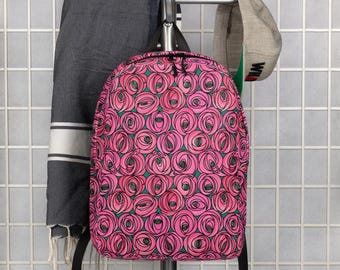 Mackintosh Roses Minimalist Backpack, Everyday Backpack, Travel Bag, Laptop Backpack, Aesthetic Gift, Gifts, Waterproof backpack