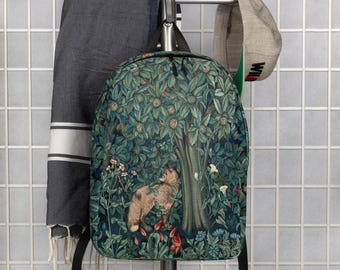 William Morris Fox Minimalist Backpack, Everyday Backpack, Travel Bag, Modern Laptop Backpack, Aesthetic Gift, Gifts, Waterproof Backpack