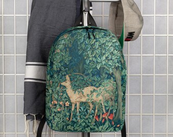 William Morris Deer Minimalist Backpack, Everyday Backpack, Travel Bag, Modern Laptop Backpack, Aesthetic Gift, Gifts, Waterproof Backpack