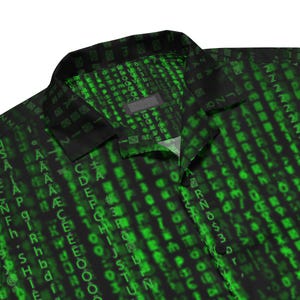 Binärcode-Muster Unisex Knopfhemd, Erwachsene Unisex All-Over Relaxed Fit Button Up Hawaii-Hemd, Geschenk für Ihn, Geschenk für Papa Bild 2