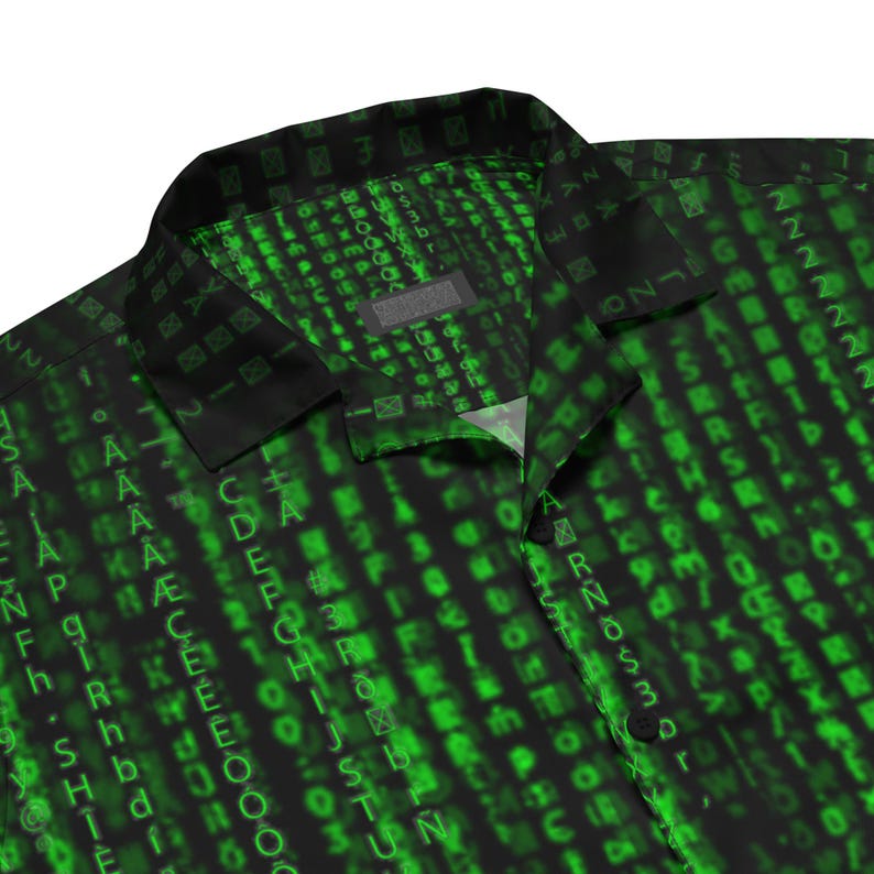 Binärcode-Muster Unisex Knopfhemd, Erwachsene Unisex All-Over Relaxed Fit Button Up Hawaii-Hemd, Geschenk für Ihn, Geschenk für Papa Bild 2