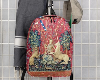 The Lady and the Unicorn - Sight Minimalist Backpack, Everyday Backpack, Travel Bag, Modern Laptop Backpack, Aesthetic Gift, Gifts