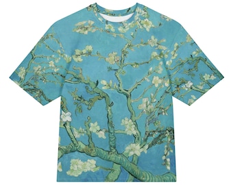 Vincent van Gogh Almond Blossom All-Over Print Heavyweight Loose Fit Cotton T-Shirt, Art History Painting Tee, Gift for Him