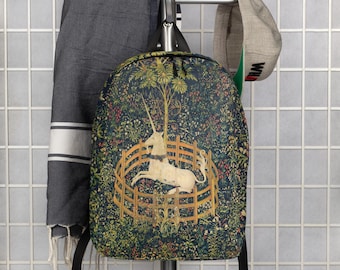 Unicorn in the Garden Minimalist Backpack, Everyday Backpack, Travel Bag, Modern Laptop Backpack, Aesthetic Gift, Waterproof Backpack, Gifts
