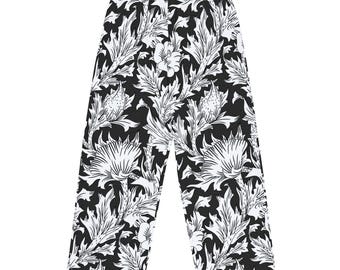 William Morris Horn Poppy All-over print unisex wide-leg pants, Gift for Him, Gift for Her, Gifts, Aesthetic gifts, Gifts