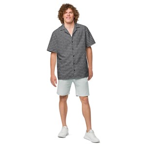 Binary Code Pattern Unisex button shirt, Adult Unisex All-Over Relaxed Fit Button Up Hawaiian Shirt, Gift for Him, Gift for Dad
