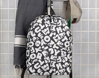 Alphabet Cats Minimalist Backpack, Everyday Backpack, Travel Bag,  Laptop Backpack, Aesthetic Gift, Laptop Backpack, Waterproof backpack