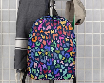 Colorful Leopardine Minimalist Backpack, Everyday Backpack, Travel Bag, Modern Laptop Backpack, Aesthetic Gift, Waterproof backpack, Gifts