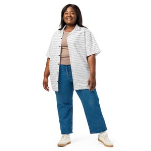 Binaire codepatroon Uniseks button-shirt, volwassen uniseks all-over ontspannen pasvorm button-up Hawaiiaans shirt, cadeau voor hem, cadeau voor papa afbeelding 10