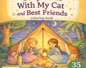 Cat Coloring Book PDF | Cozy Girl & Cat Printable Coloring Pages | Easy Simple Coloring for Beginners