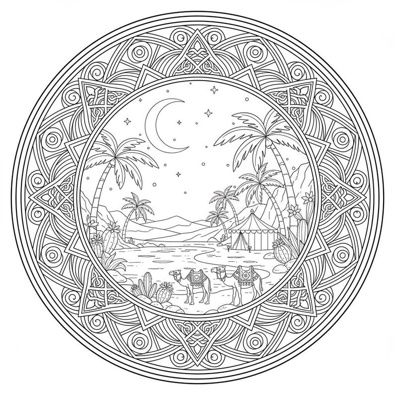 Scenic Landscape Mandala Coloring Book PDF | 46 Pages | Stress Relief ...