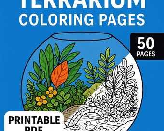 Terrarium & Glass Jar Coloring Book for Adults | 56 Printable Pages | Botanical Gardens in Jars | Relaxing Nature Art | Instant Download PDF