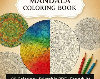 Mandala Coloring Book PDF | 80 Intricate Adult Designs | Stress Relief Mindfulness Instant Download Printable
