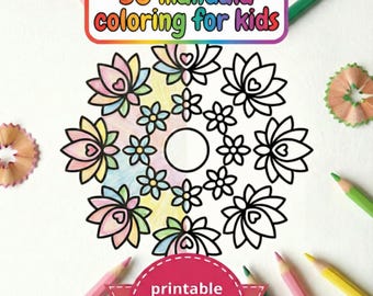 Kids Mandala Coloring Book PDF | 50 Easy Printable Pages for Ages 4–10 | Instant Digital Download