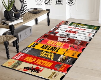 Retro Horror Movie Rug: Custom VHS Tape Design