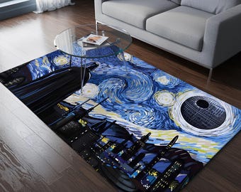 Darth Vader Rug: Starry Night Van Gogh Art Decor, Star War Rug