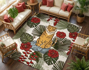 Alfombra de tigre de Bengala: decoración botánica de jungla