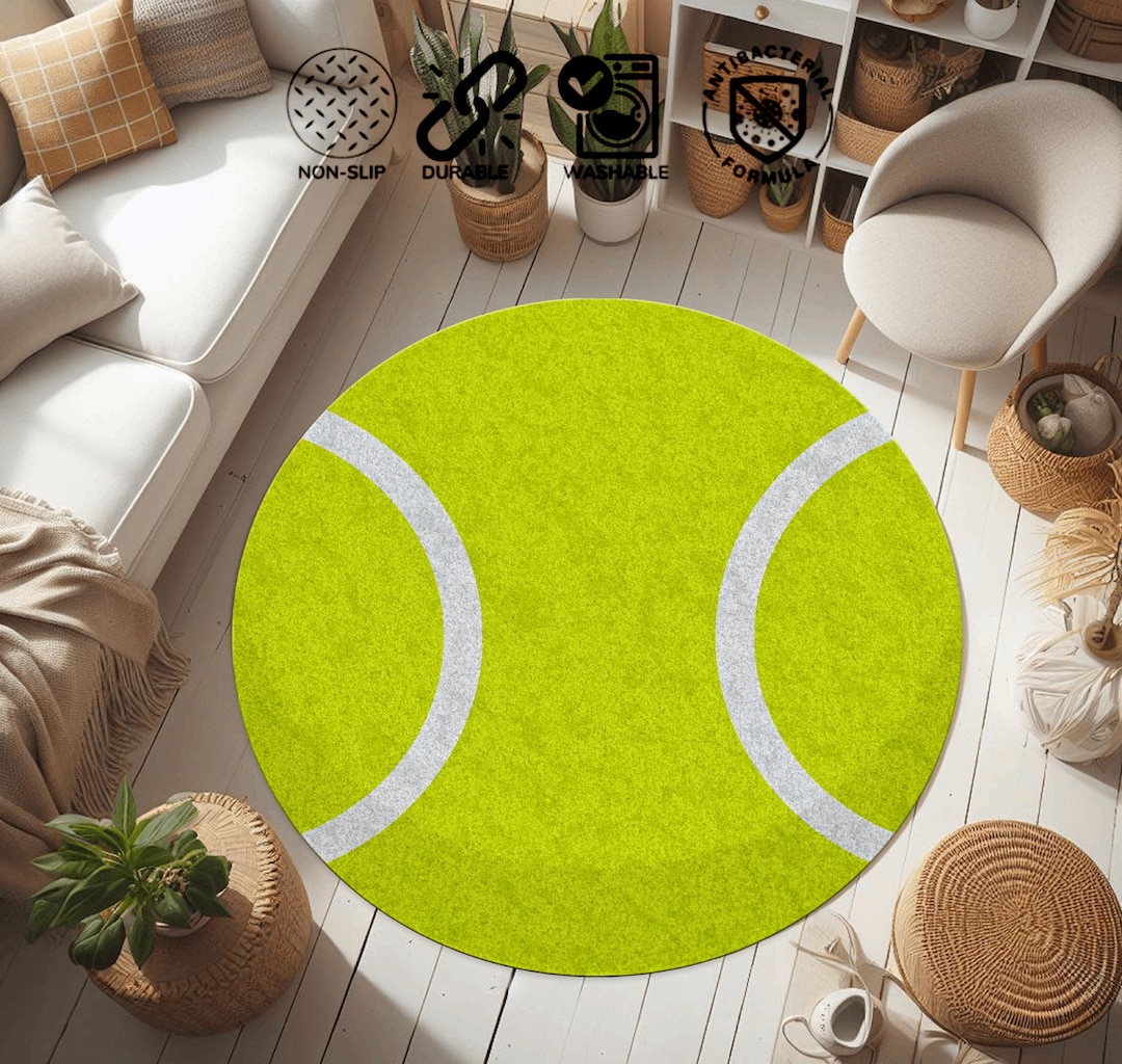 Ball Rug Rugug Tennis Ball Round Rug: Non-slip Sports Rug - Etsy