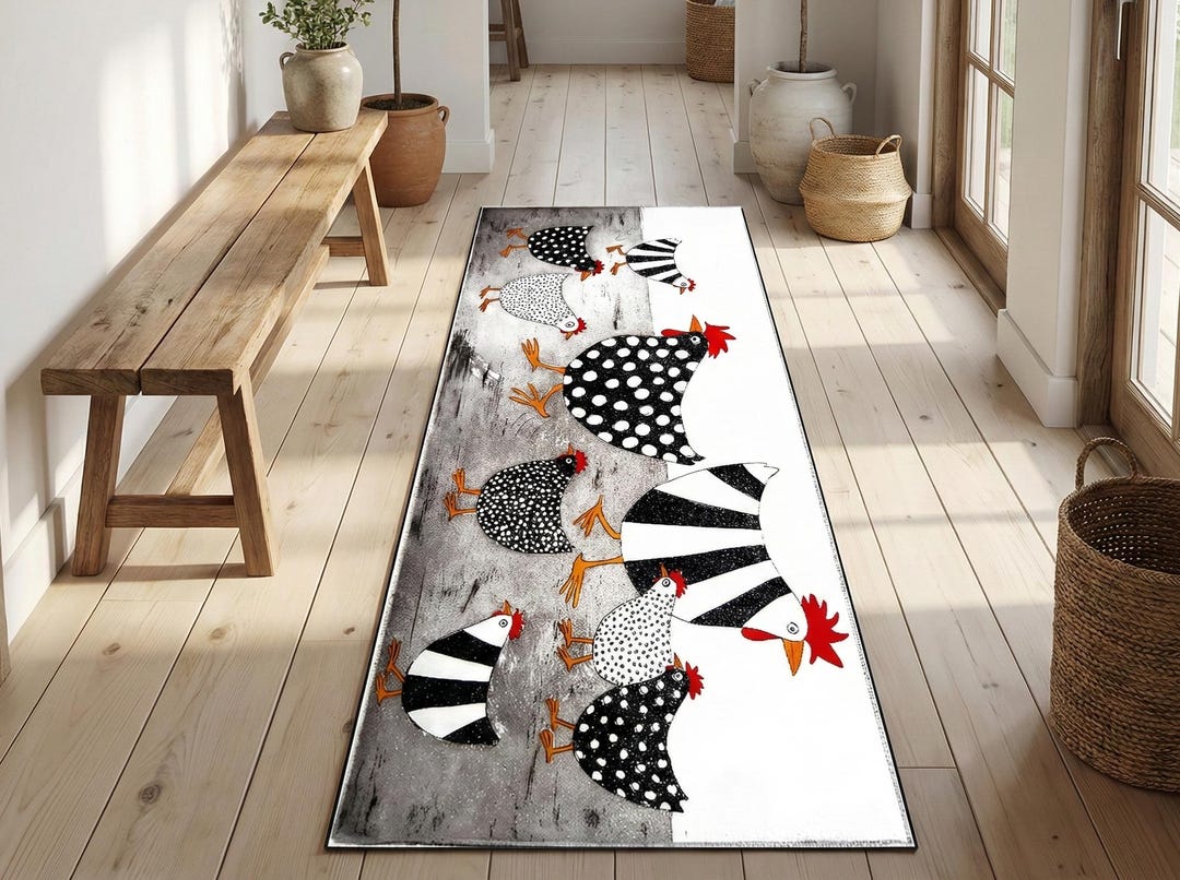 Chicken Throw Rugs Chicken Kitchen Runner Rug: Washable Nonslip Accent Rug - Etsy