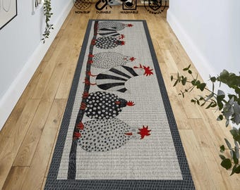 Tapis de passage de cuisine poulet : tapis décoratif antidérapant lavable