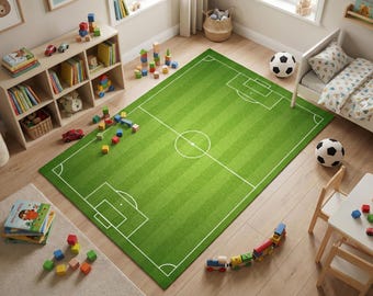 Football Field Rug: Non-Slip Kids Play Mat, Football Rugs