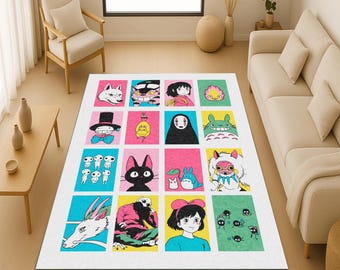 Anime Character Rug: Japanese Manga Kawaii Style Floor Mat