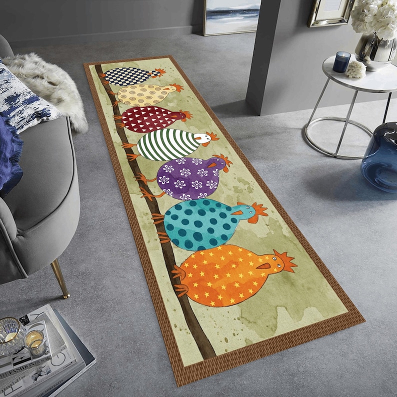 Chicken Throw Rugs Chicken Kitchen Runner Rug: Washable Nonslip Accent Rug, Modern Home ...