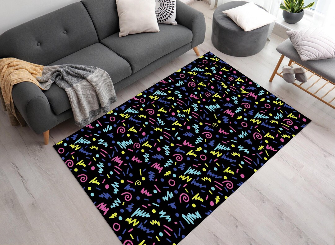 Retro Arcade Gamer Rug: 80s Neon Pixel Art Rug - Etsy