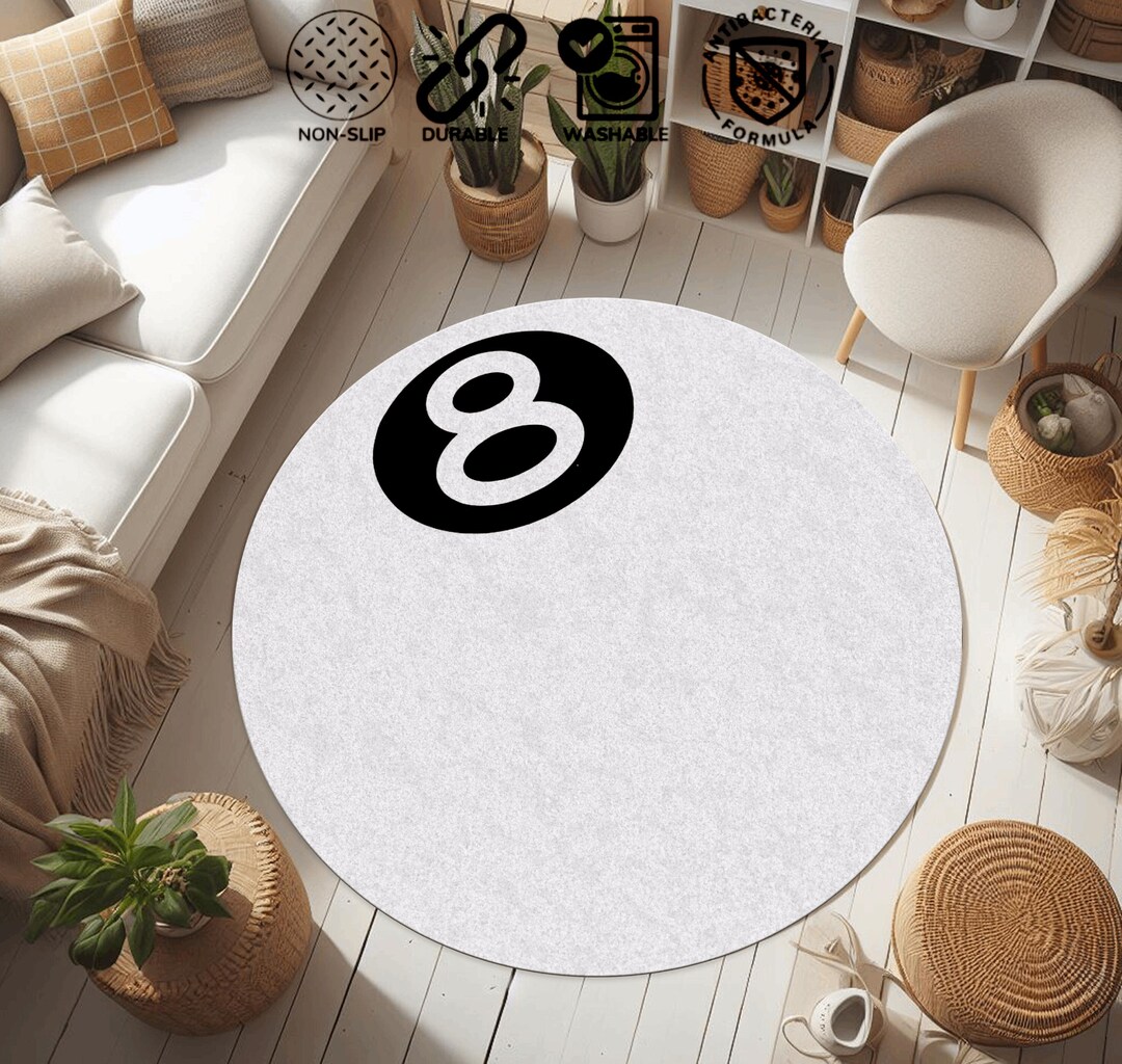 8 Ball Rug: 8 Ball Round Carpet for Boys Room - Etsy