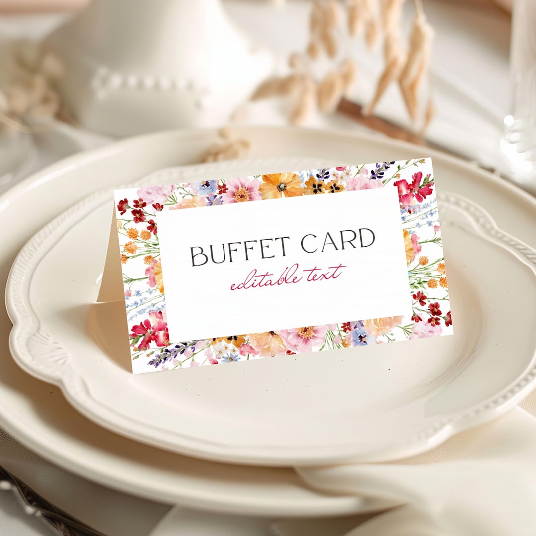 Table Food Sign Color Baby Shower Food Labels Baby in Bloom, Floral Buffet Cards Editable ...