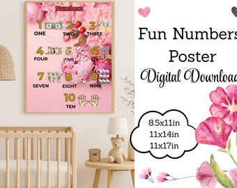 Numbers Poster: Fun Numbers Wall Art, Nursery Decor (Digital Download)