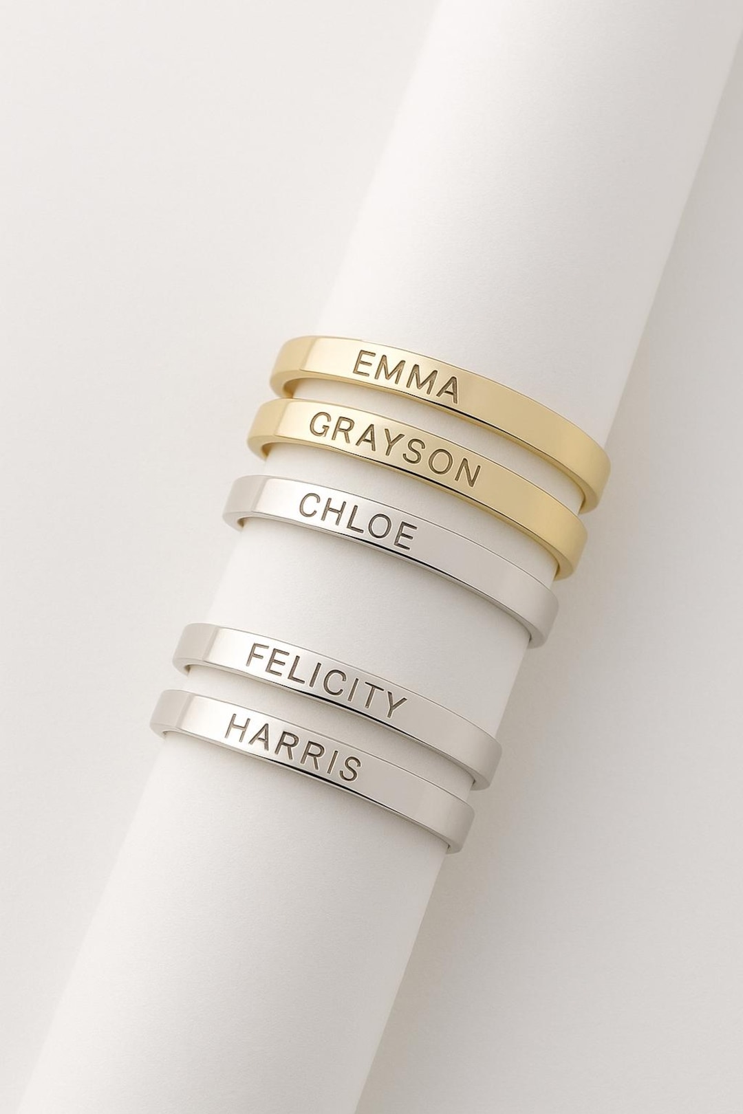 Personalized Name Ring – Custom Engraved Minimalist Jewelry in Gold or ...