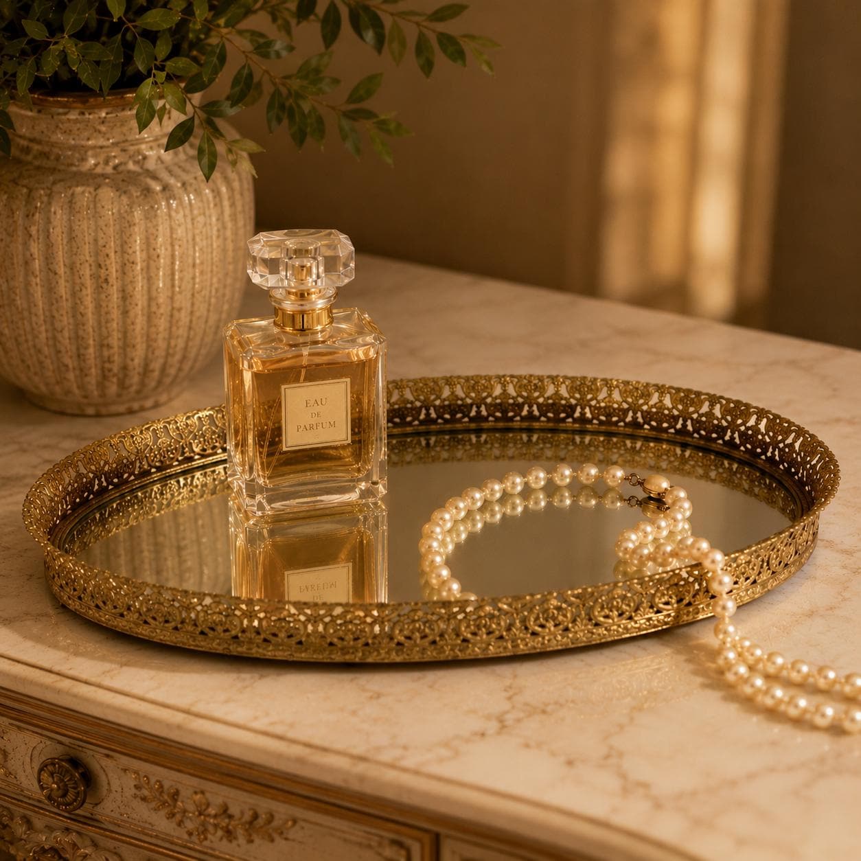 gold multiway dress Gold Iron Pillar Candle Tray | Tray main image 0