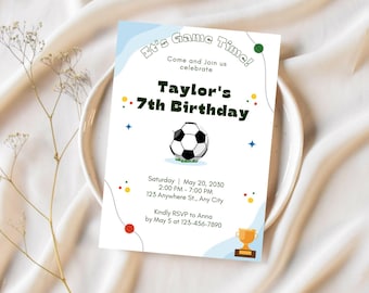Football Birthday Invitation Template, Editable Kids Party (Digital Download)
