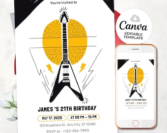 Jazz Birthday Invitation Dance Sing Play Party Invitation Editable Music Birthday Invite Rock Star Band Musical Instruments Invite Download