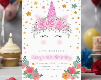 Invitación de cumpleaños de gato unicornio, invitación de cumpleaños de gatito unicornio, invitaciones de cumpleaños de gato unicornio, invitación de gatito unicornio, gatito unicornio