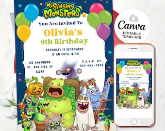 My Singing Monsters Birthday Invitation My Singing Monsters Birthday Party My Singing Monsters Invitation digital Invite Template MSM