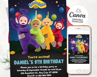 Teletubbies birthday invitation Teletubbie  invitation birthday Tele Birthday Party tubbies Invitation Instant Download kids birthday party