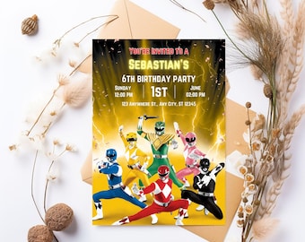 Power Rangers Birthday Invitation Template  Ranger invitation bday party superheroes birthday card invitations dinner for kids digital invit