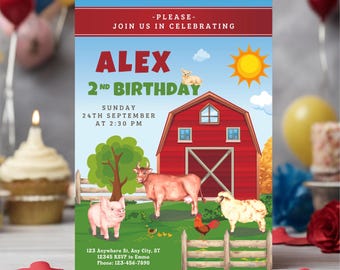 Barnyard Birthday Invitation Farm Animals Party Invites Farm Animals Ranch Kids Birthday Invitation Canva Farm Animals Birthday Invitation