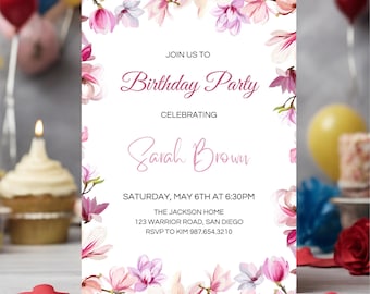 Colourful Flowers Wedding Invitation, Floral Wedding Invite, Elegant Floral, Bright Floral, Elegant Wedding Invite Template, Summer SF