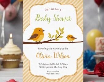 Bird Baby Shower Invitation Editable Bird Theme Baby Shower Invitations Little Birdie Baby Shower Invite Nesting Party Invitation Invite