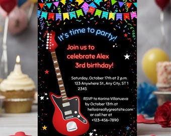 Rock Star Birthday Invitation Dance Sing Play Party Invitation Editable Music Birthday Invite Jazz Band Musical Instruments Invite Download