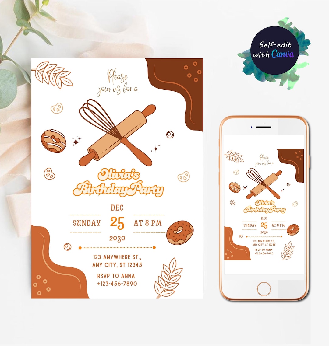 Kids Cooking Birthday Invitation, Kitchen Party Invite (digital ...