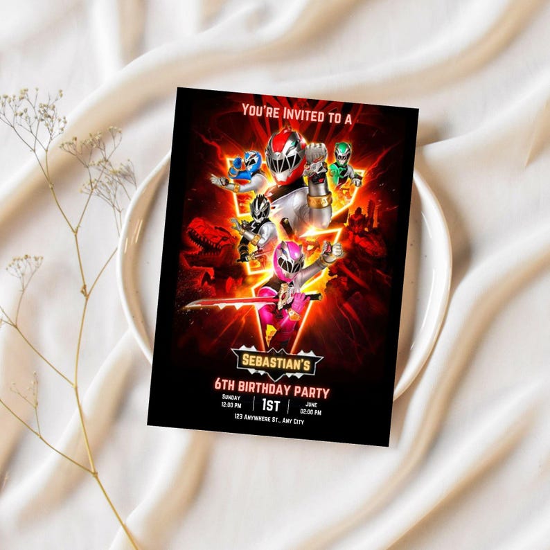Power Rangers Birthday Invitation Template Ranger Invitation Bday Party ...