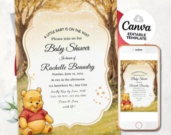 Winnie the Pooh Baby Shower Invitation Template Digital Invitation Oh Baby Winnie The Pooh Invitation Pooh boy & girl baby shower invitation
