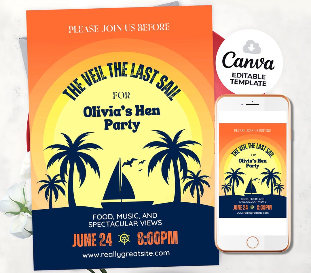 Lake Birthday Invitation Nautical Boat Party, Editable Template
