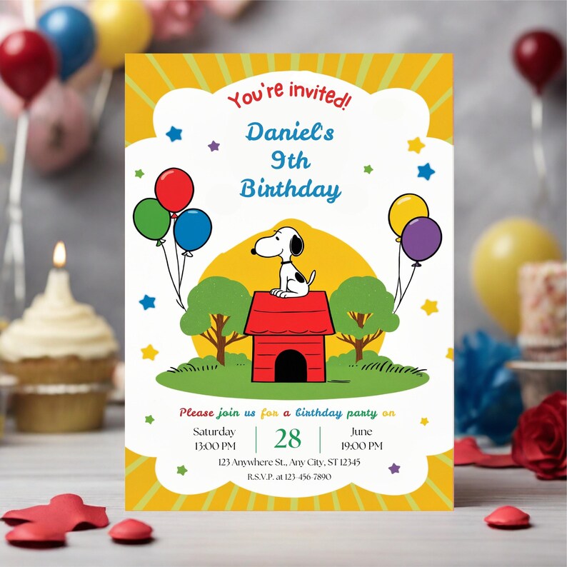 Snoopy Birthday Invitation Snoopy Invitation Birthday Party Dinner ...