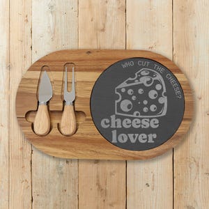 Fun, Cheeky Cheese Lover Charcuterie Board | Engraved Slate Insert