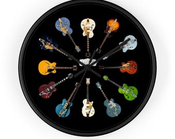 Gretsch Guitar Wall Clock | Vintage Instrument Room Decor